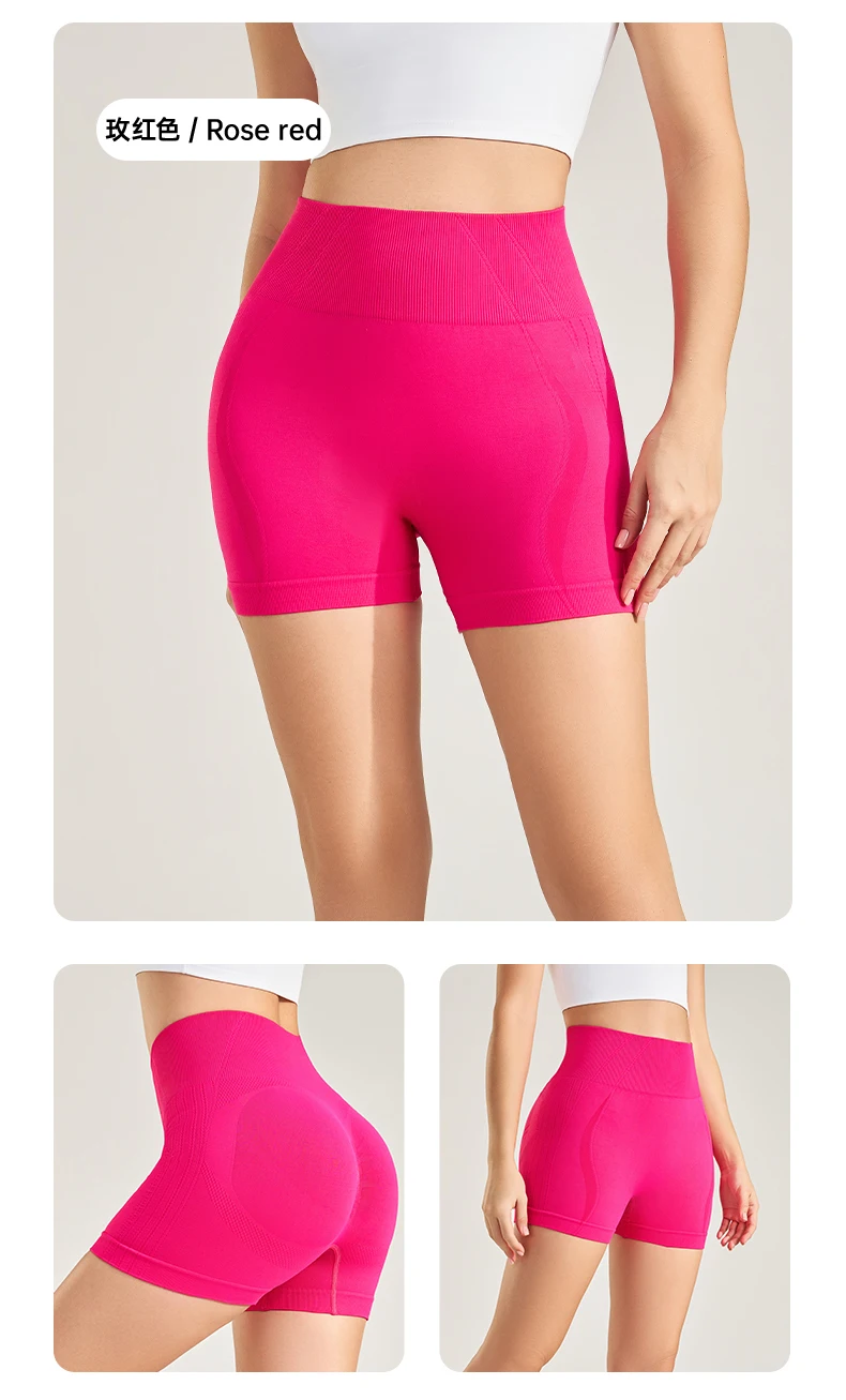 Nahtlose Yoga-Leggings für Damen, Sommer-Fitness-Shorts mit hoher Taille, Scrunch-Shorts, Booty-Shorts, hochelastische Lauf- und Fahrradhosen – Detail 7