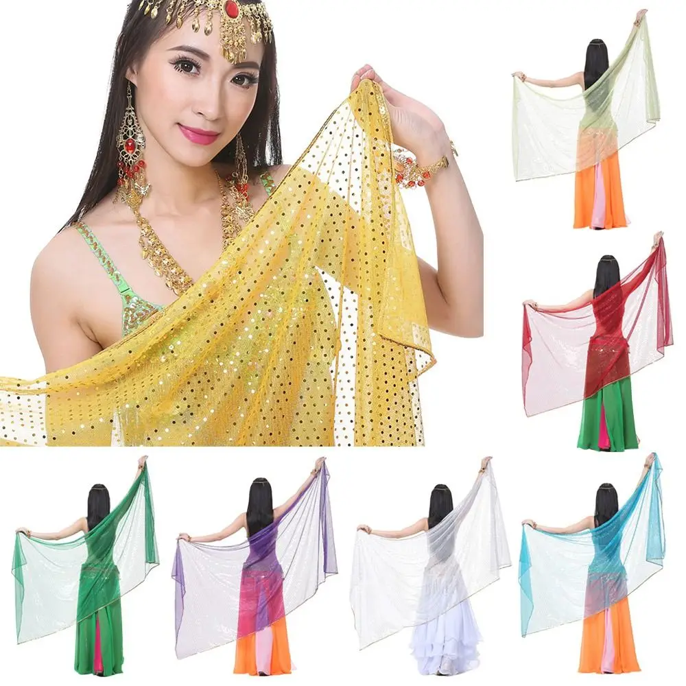موضة الترتر الرقص الشرقي الحجاب الشيفون ضوء الرقص وشاح طويل بلون اللاتينية الرقص الشرقي شالات الرقص الرقص وشاح #1