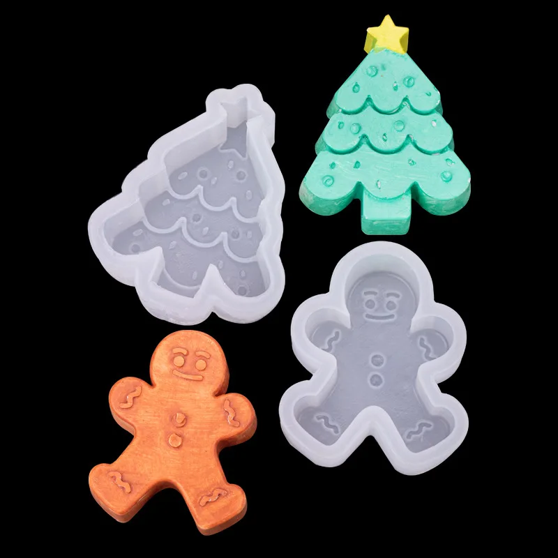 Christmas Tree Snowman Aromatherapy Gypsum Candle Fragrant Stone Silicone Mold Baking Chocolate Mousse Cake Decoration Mould