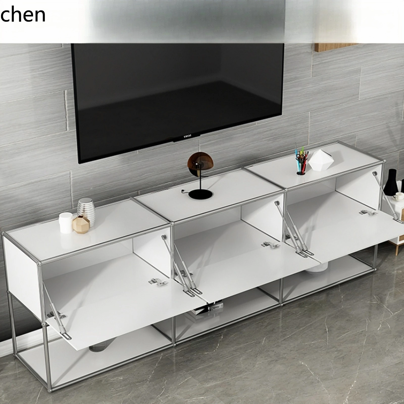 CZ Stainless Steel Vintage Bedroom Modern Minimalist Storage Shelf Module TV Side Cabinet