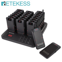 Retekess TD157P Restaurant Pager Wireless Calling System 24 Coaster Buzzer Bell Receiver 800m Distances For Food Truck Cafe Bar