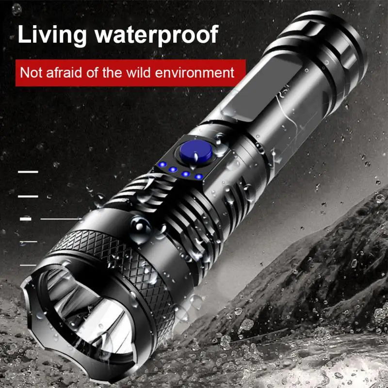 High Power LED Flashlights Portable USB Rechargeable Torch Waterproof Camping Strong Light Long Range Lantern For Fishing Hiking