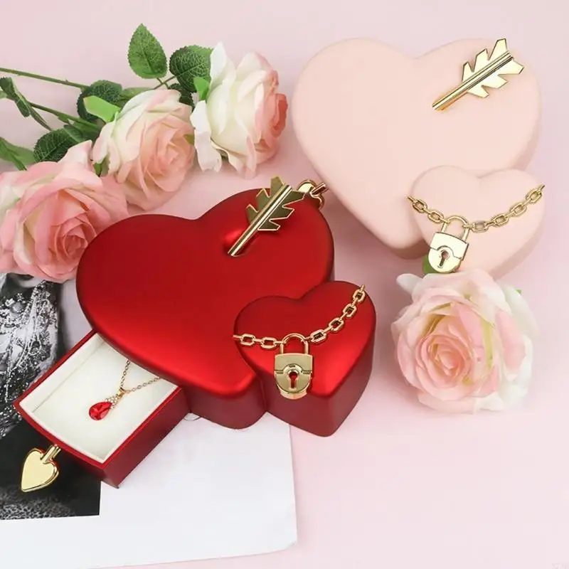 Love Heart Jewelry Case Soft Lined Box for Storing Earrings and Other