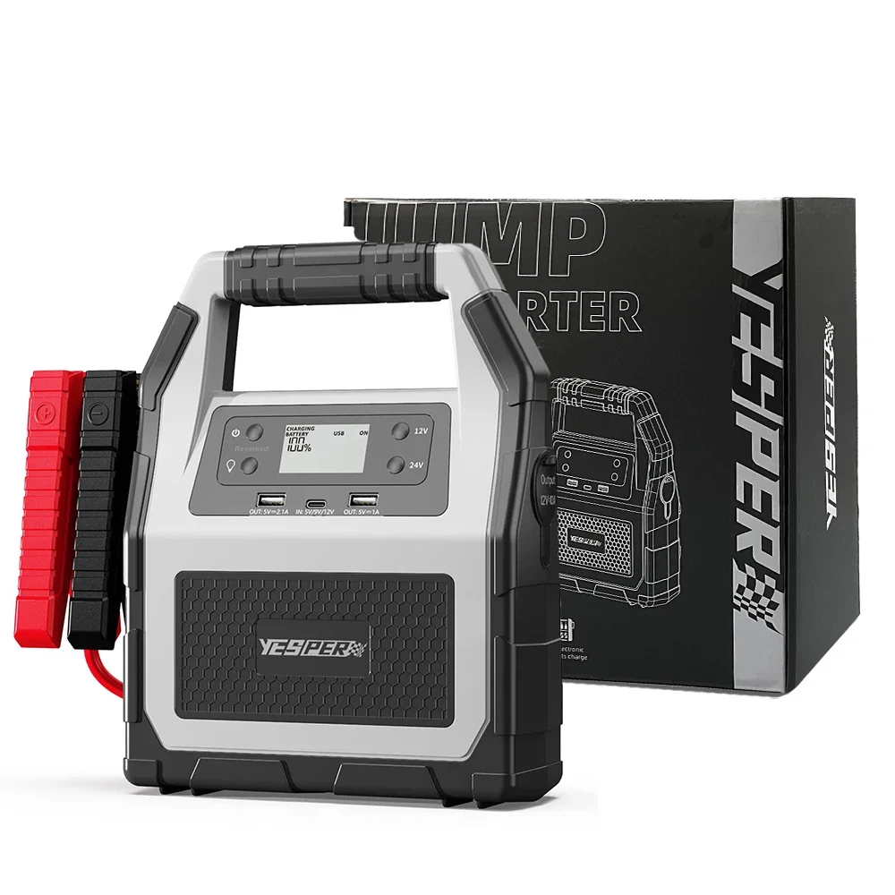 

Yesper 99C Multifunction High Power 42000 Mah 6000A diesel Vehicle Jump Starter 12/24v for Heavy Duty Tractor and Truck