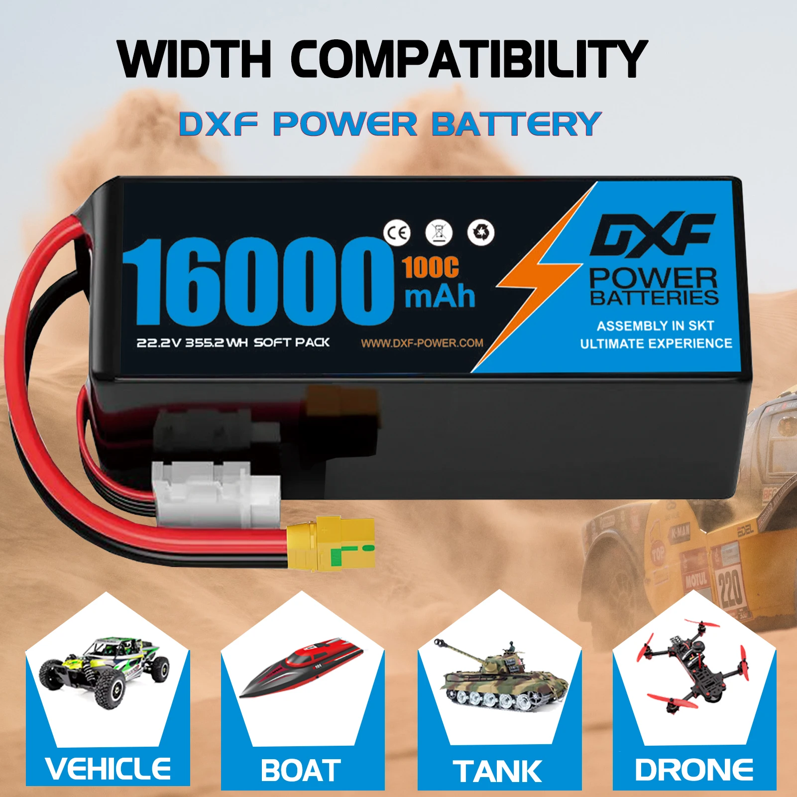 16000mAh 6S リポバッテリー 22.2V 100C EC5 XT90対応