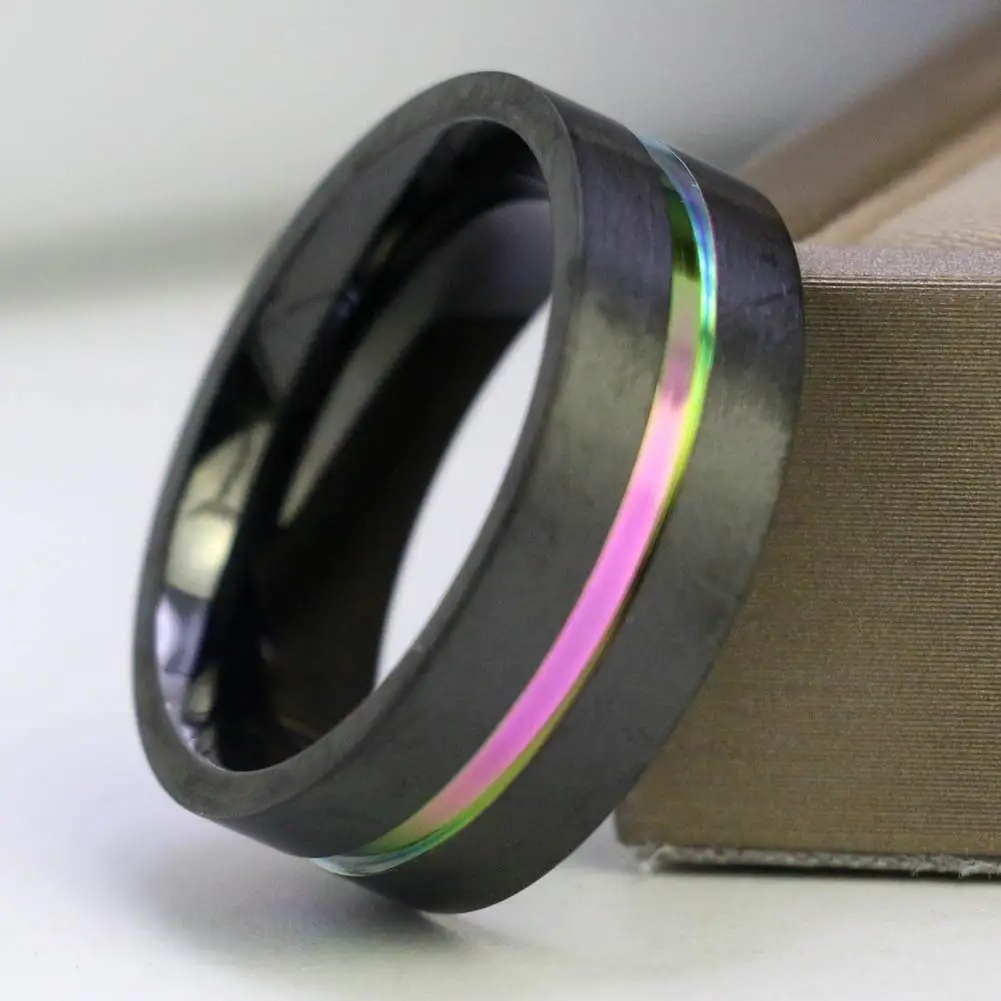 خواتم زوجين للرجال والنساء ، لون ذهبي أسود ، خاتم زواج من الزركون الأرجواني ، خاتم فولاذ التيتانيوم ، خاتم زفاف ، هدايا مجوهرات #3