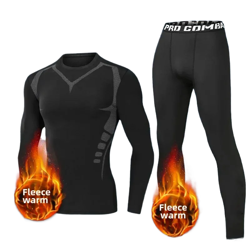 Thermal Plush Base Layer Set Winter Thickened Running Trainning Quick Drying Clothes Fitness Tight Sports