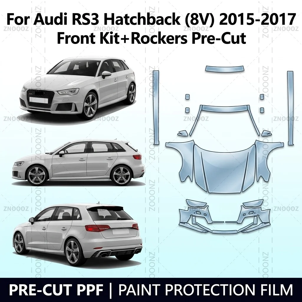 For Audi RS3 Hatchback (8V) 2015-2017 Front Kit+Rockers Pre-Cut PPF Paint Protection TPU Self Healing High Gloss Anti