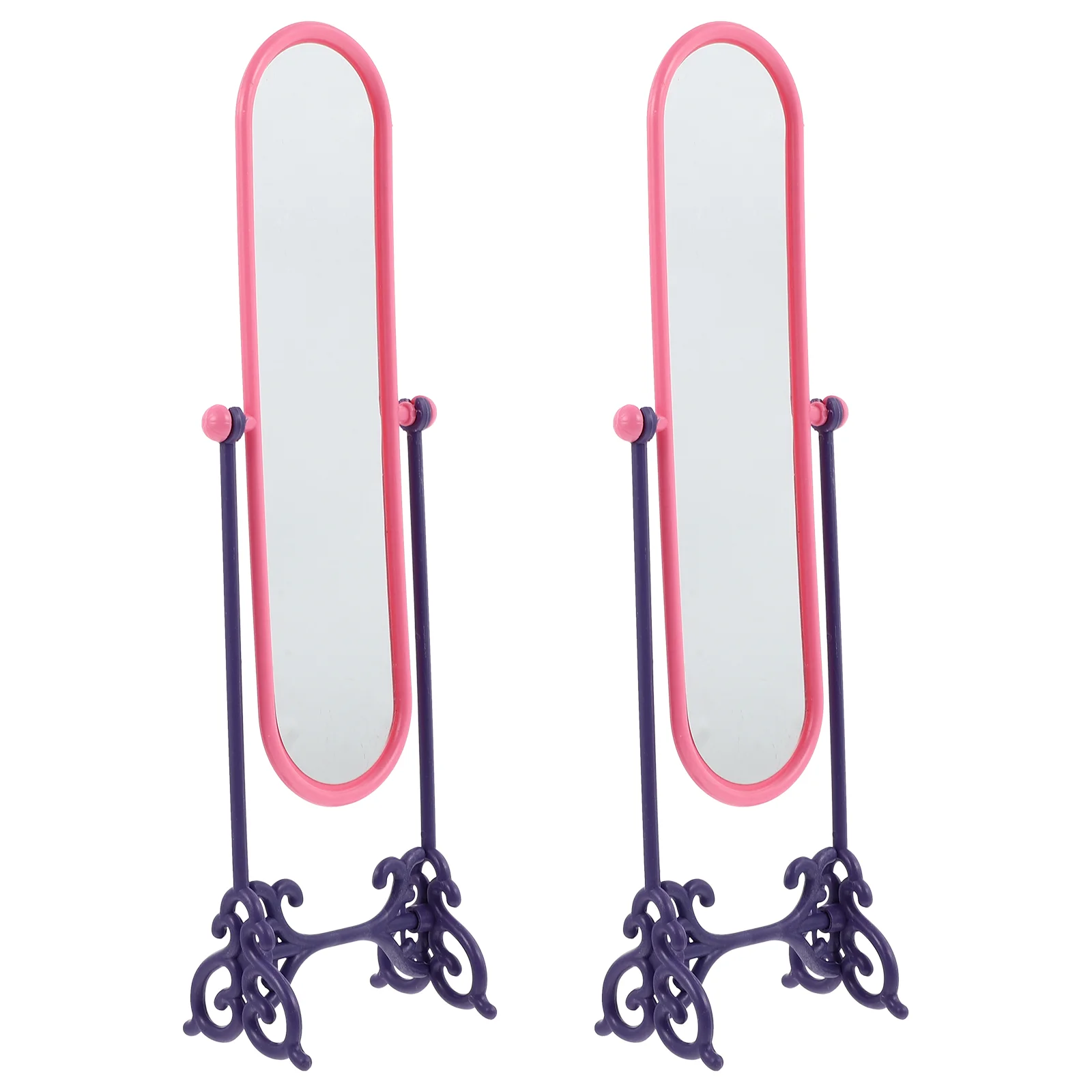 

2 Pcs Mirror Model Floor Mirrors House Room Mini Ornament Dressing Decor Furniture Household