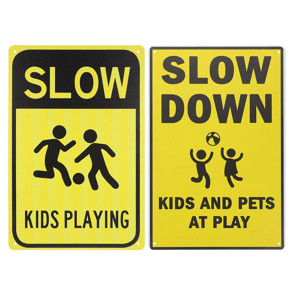 

2pcs Warning Sign Road Street Signs Caution Road Signs Kids Playing Attention Signs street road sign street sign for traffic