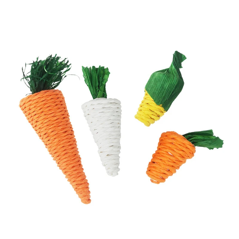 Hamster Rabbit Chew Toy Bite Grind Teeth Toys Corn Carrot Woven Balls for Tooth Cleaning Radish Molar Toys funny Pet Supplies