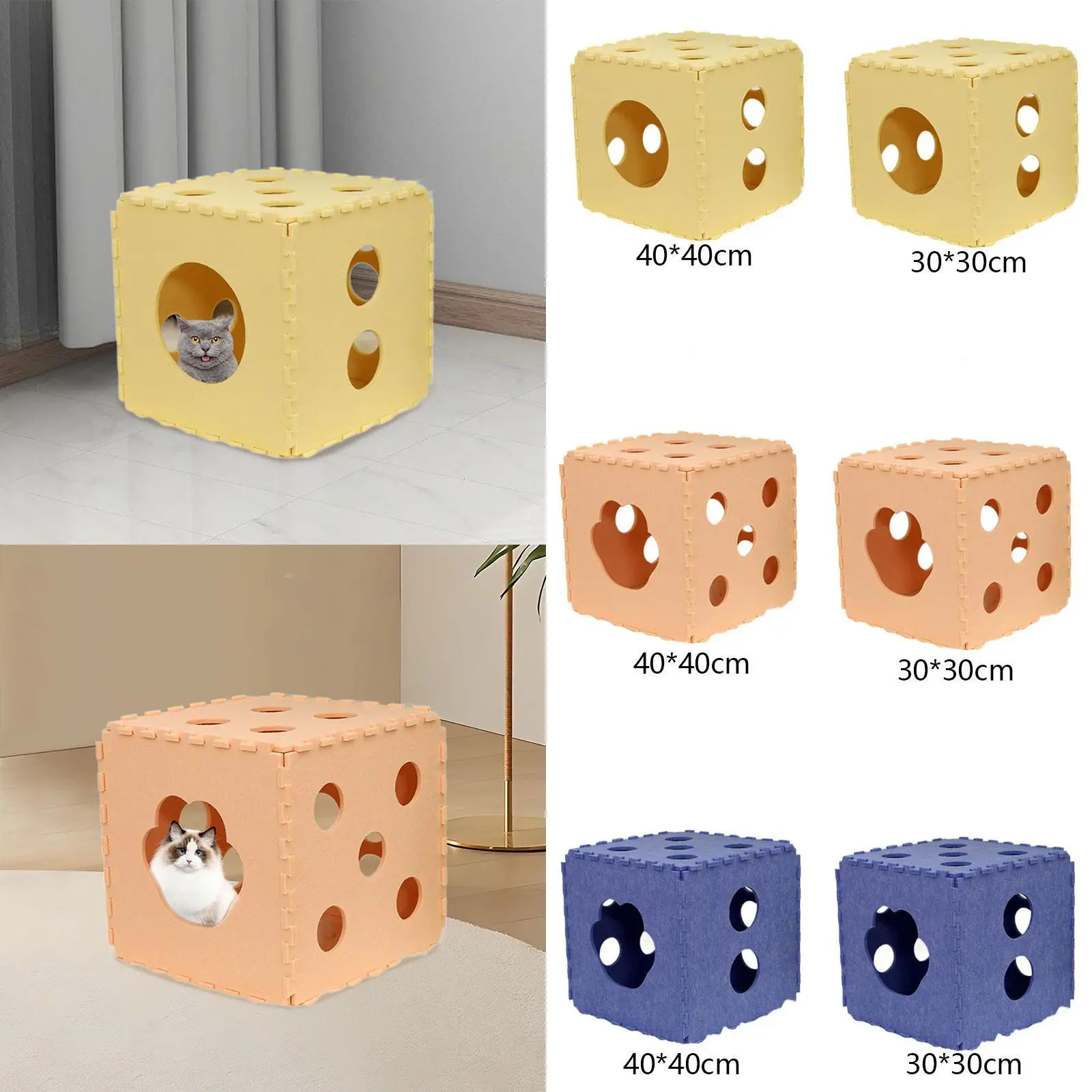 Cat Cave Cube Soft Scratch Resistant Autumn Winter Kennel Self Warming Cat House for Travelling Kitty Sleeping Indoor Cats Home