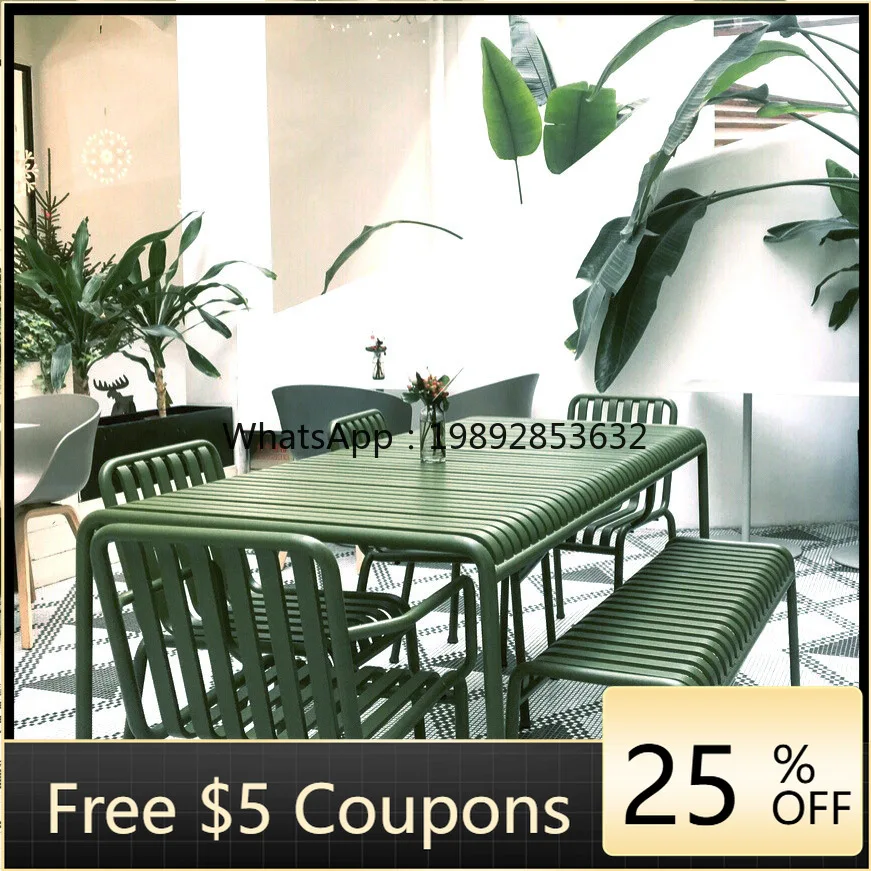 

HYS simple leisure courtyard outdoor tables and chairs milk tea shop cafe wrought iron set combination