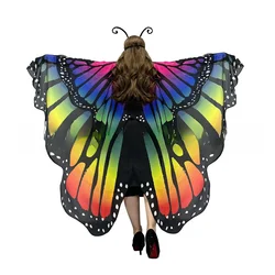 2024 New Two Layers Chiffon Butterfly Wings Costume Adults Halloween Shawl Colorful Nymph Pixie Accessory for Christmas Cosplay