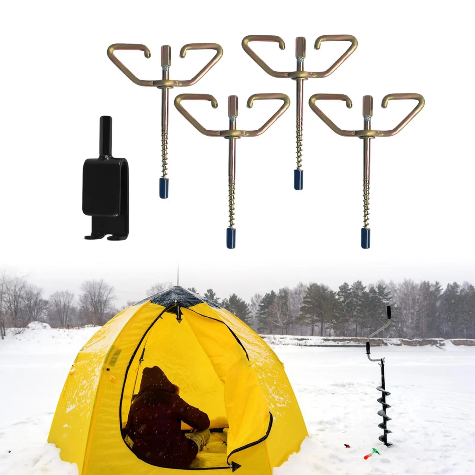 4x Ice Fishing Anchors Ice Anchor Tool Heavy Duty Ice Fishing Tent Stakes