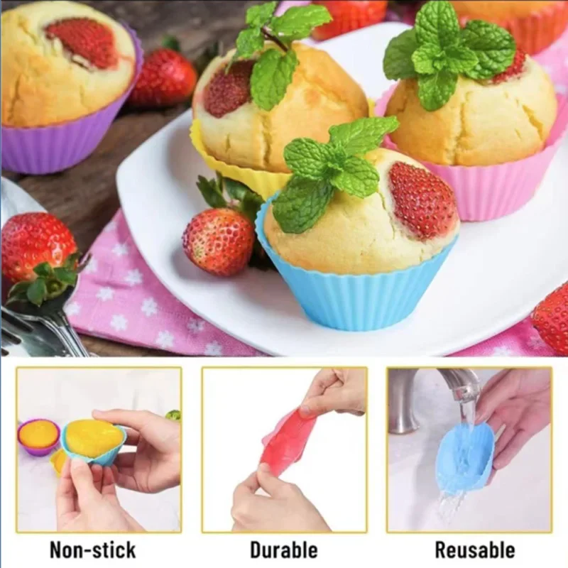 6/12PCS Silicone Muffin Molds Cup Cake Mold Round Cake DIY Baking Mold High temperature resistance Kitchen Baking Accessories