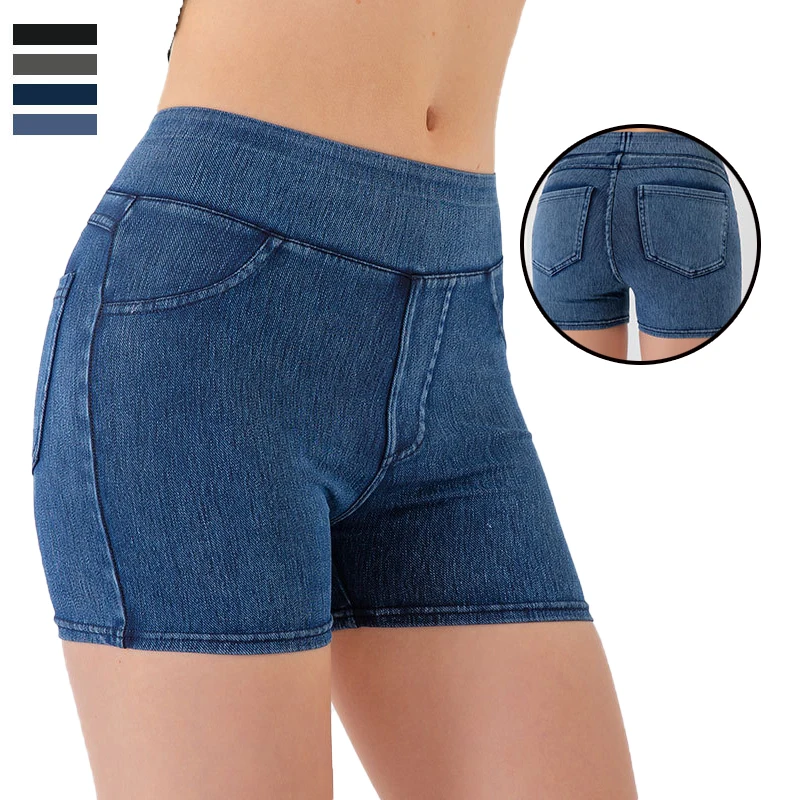 Women Yoga Shorts Soft Sports Short Pants Casual Fitness Workout Running Gym Short Leggings With Pocket Women Denim Short Jeans