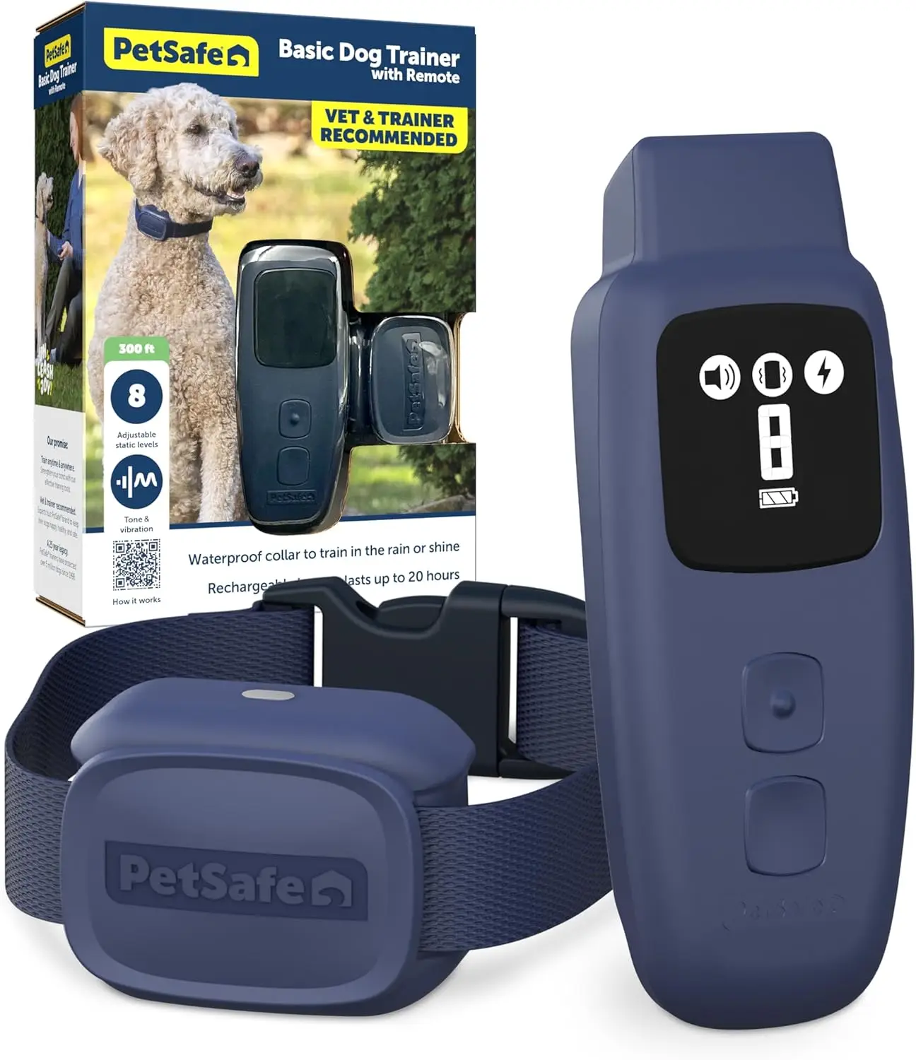 

Rechargeable Dog Training Collar with Remote, 15-Level Static Correction, Waterproof & Compact