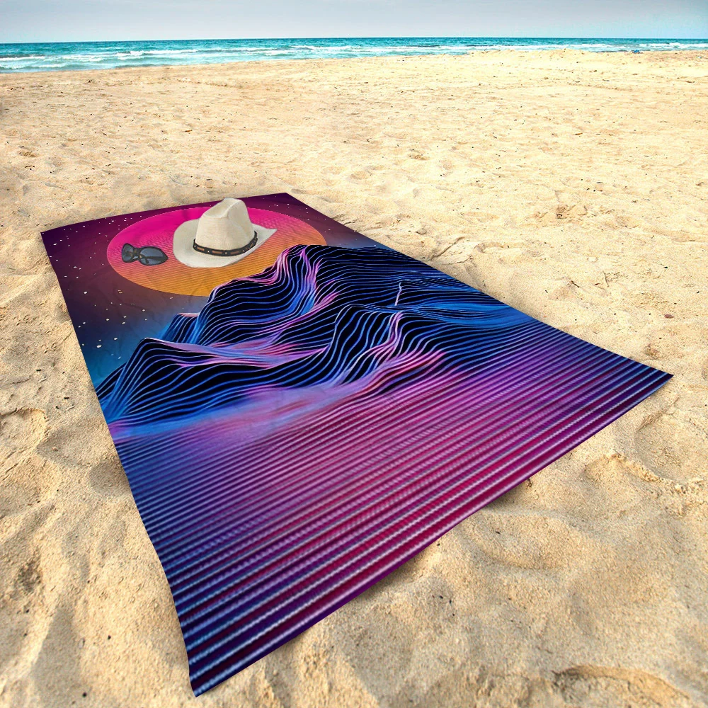 Neon Retrowave Synthwave Big Microfiber Beach Towels Quick Dry Towel Sand Beach Towels Pool Towel For Travel Swim Pool Yoga