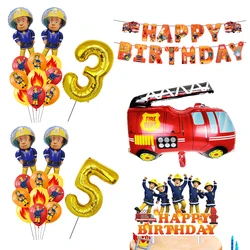 Fire truck Fireman sam balloon set Fireman sam party balloon Banner decor kids boys Fireman sam themed party birthday decoration