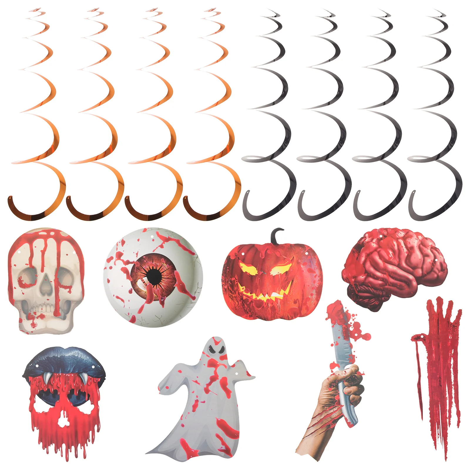 

8Pcs Halloween Swirl Pendant Hanging Spiral Decorations Party Ceiling Streamers Wall Door Halloween Ornaments Party Swirls