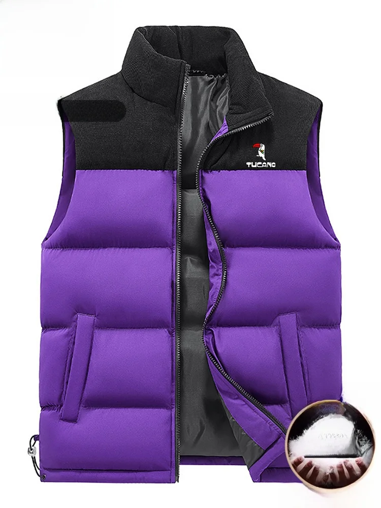 

Мужской пуховый жилет Warmth Du для осени и зимы, с воротником-стойкой, на флисовой подкладке, уютный, молодежный, модный, ветрозащитный