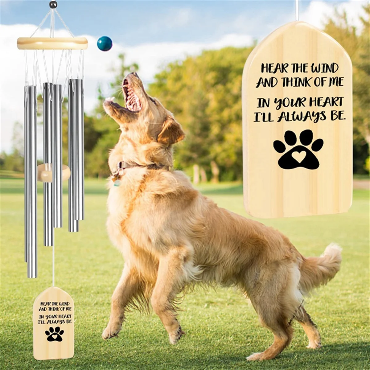 MLGB Personalized Pet Wind Chimes, Custom Pet Loss Wind Chime Pet Memorial Gift Bereavement Gift Sympathy Gift