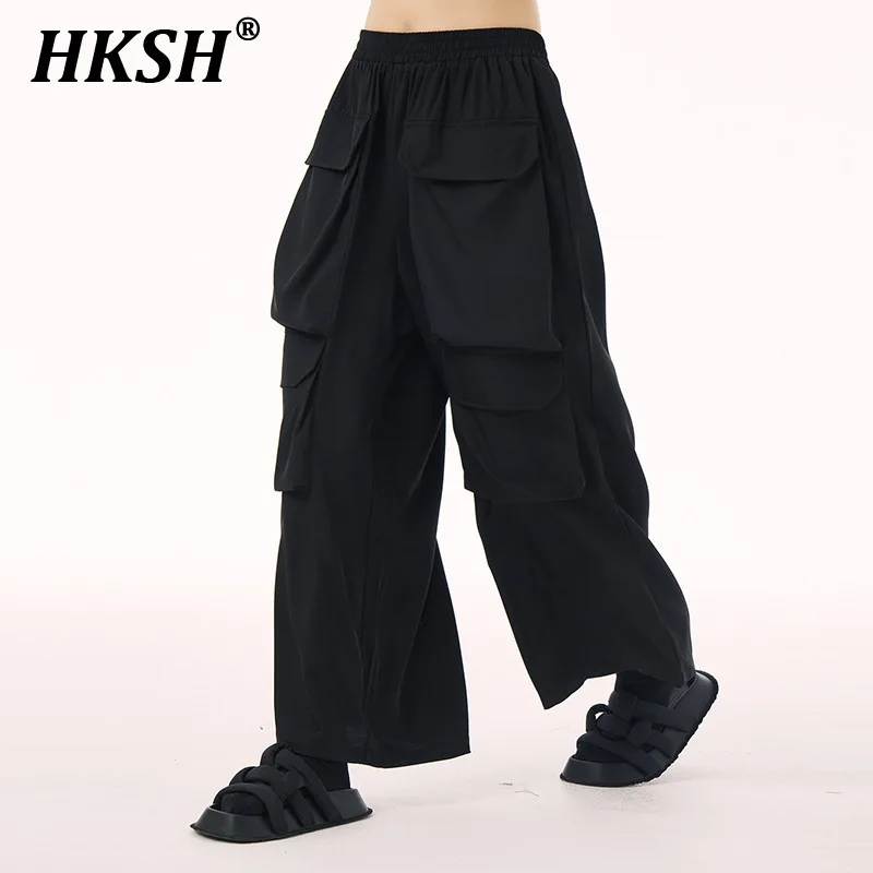 

HKSH Yamamoto Dark Pockets High Waist Wide Leg Safari Style Cargo Pants Women Tide Spring Loose Niche Design Casual Pants HK4012