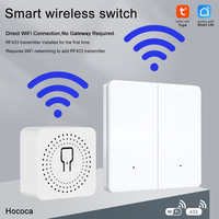 Tuya Wifi+RF433 Dual Mode Wireless Smart Switches CR2032 Supply High Gloss 1/2/3 Gang Remote Control Lighting Switch