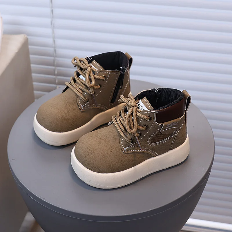 Children Short Boots with Side Zipper Kids Ankle Boots Korean Style 2025 Autumn Winter Boys Girls Fashion Boots Unisex Versatile