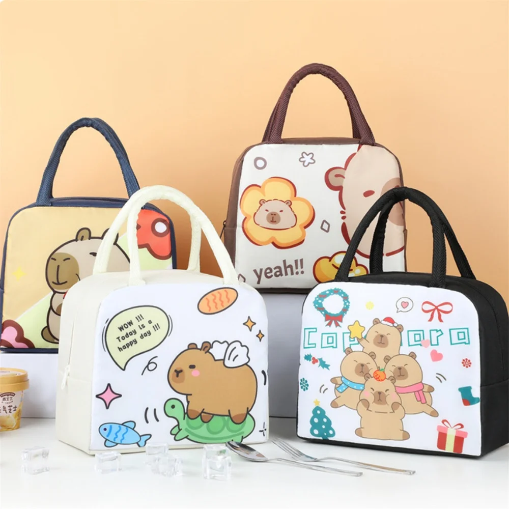 New Portable Capybara  Lunch Bag Non-woven Fabric Lunch Box Accessories Tote for School Thermal Bag Lunch Box Food Bags