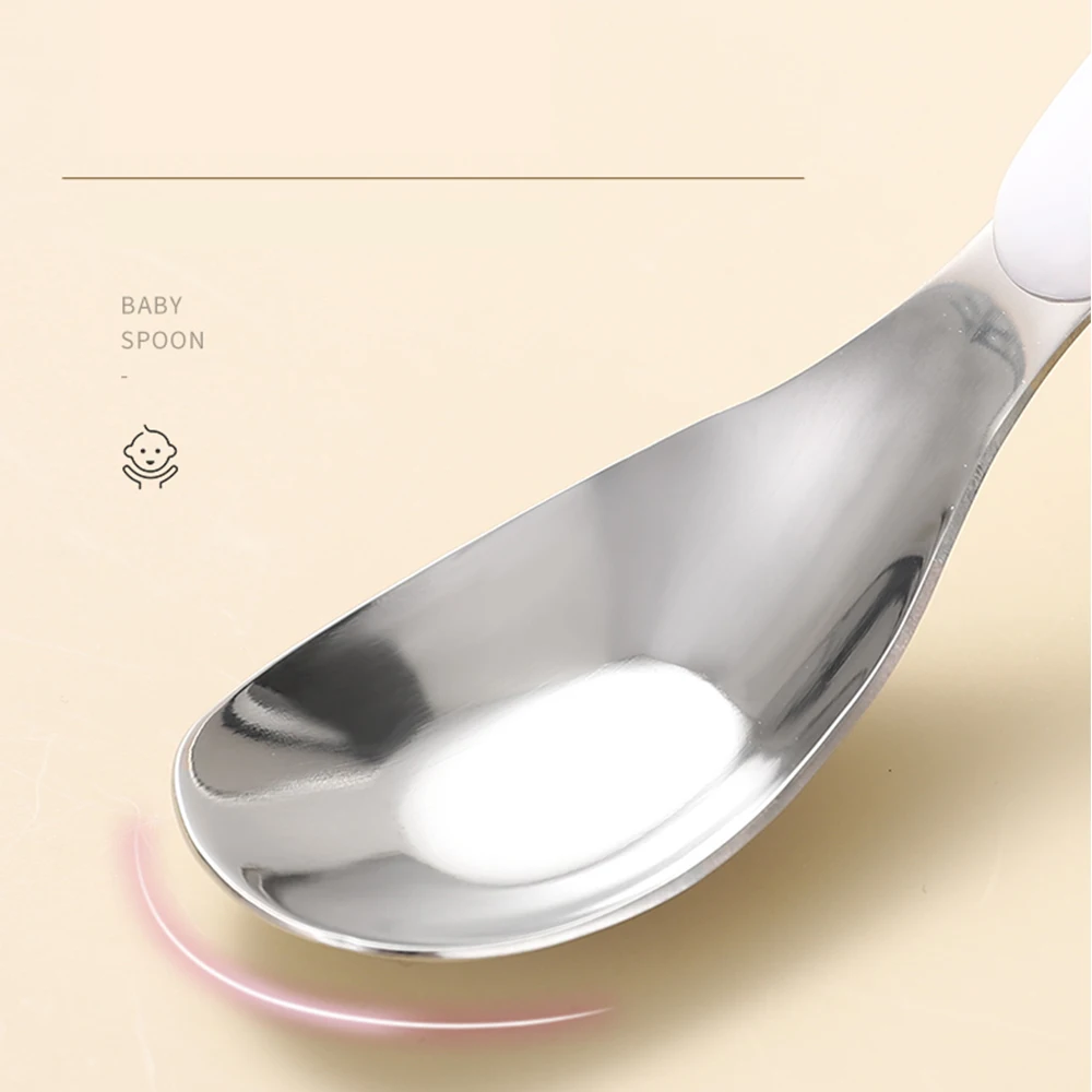 Baby  Stainless Food Feeding Spoon with Box Cute Baby Independent Tableware Complementary Eating Tools for Babies