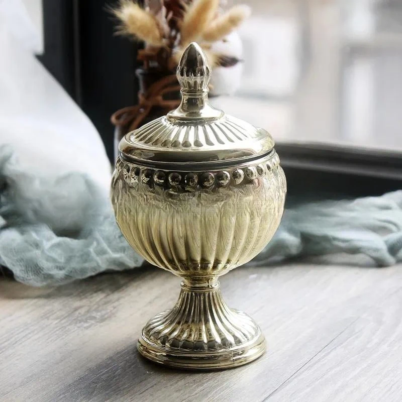 Creative Middle East Arabian Gold Silver Glass Candy Jar Jewelry Jar Aromatherapy Burner Home Ornament Last Order Wholesale