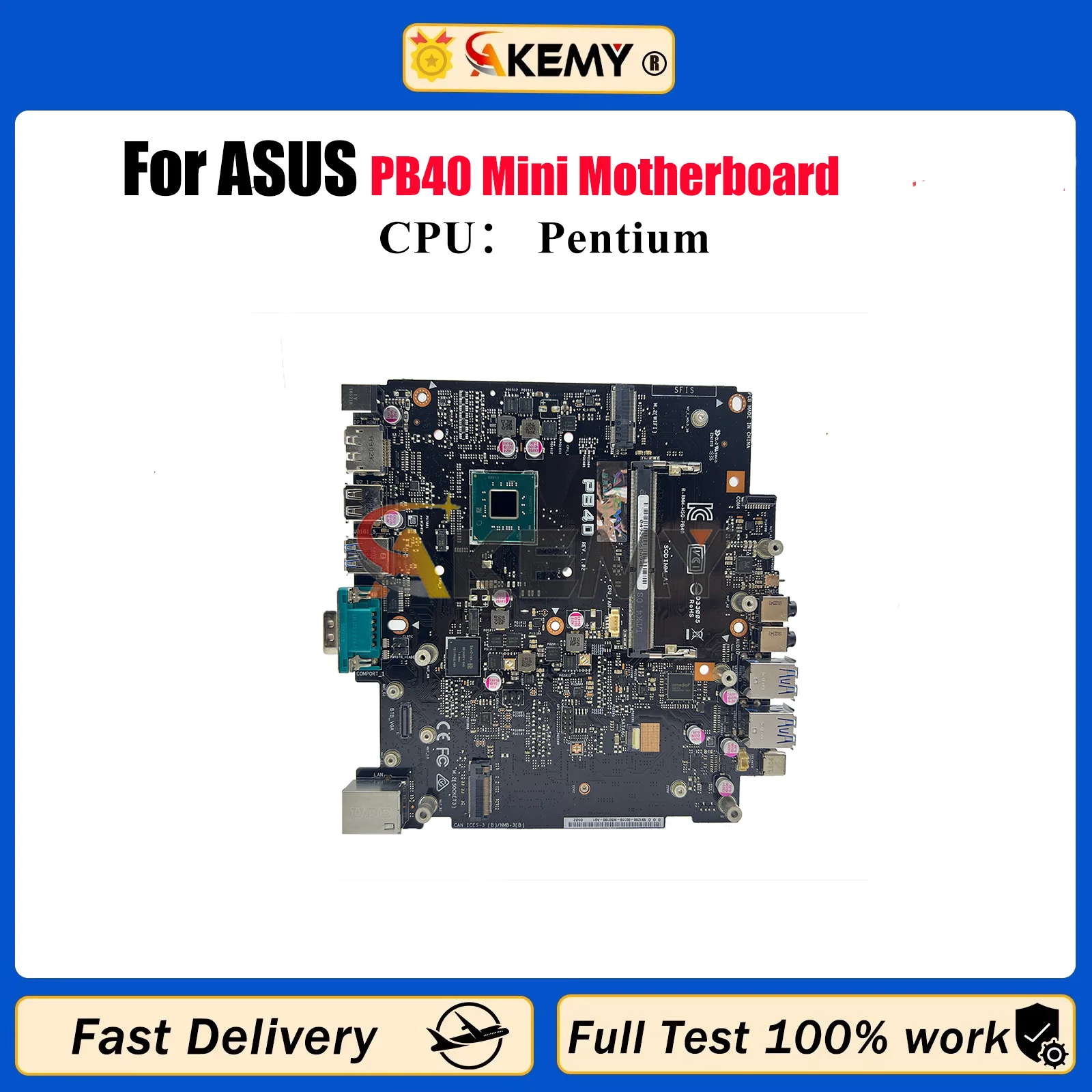 

PB40 Laptop Motherboard For ASUS Mini PC PB40 PB40 Notebook Mainboard With Pentium CPU 100% tests OK fast shipping High quality