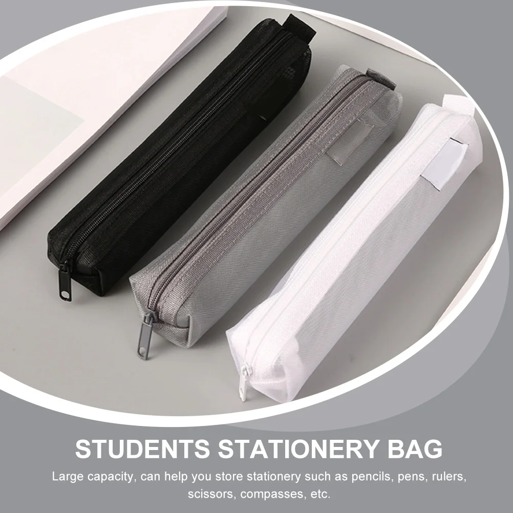 2 قطعة أكياس قلم رصاص الامتحان خفيفة الوزن تصميم شبكي منظم قرطاسية حقيبة أقلام رصاص محمولة بسيطة أنيقة مقاومة للاهتراء #3