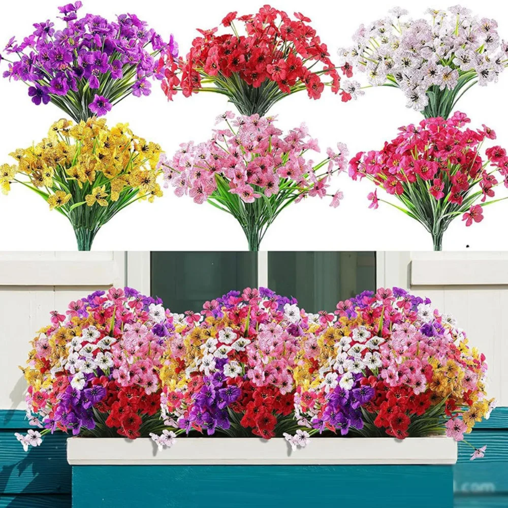 2 pièces de fleurs artificielles pour l'extérieur et l'intérieur, plantes artificielles résistantes aux UV, fleurs en soie et plastique, décorations pour mariage, maison et jardin
