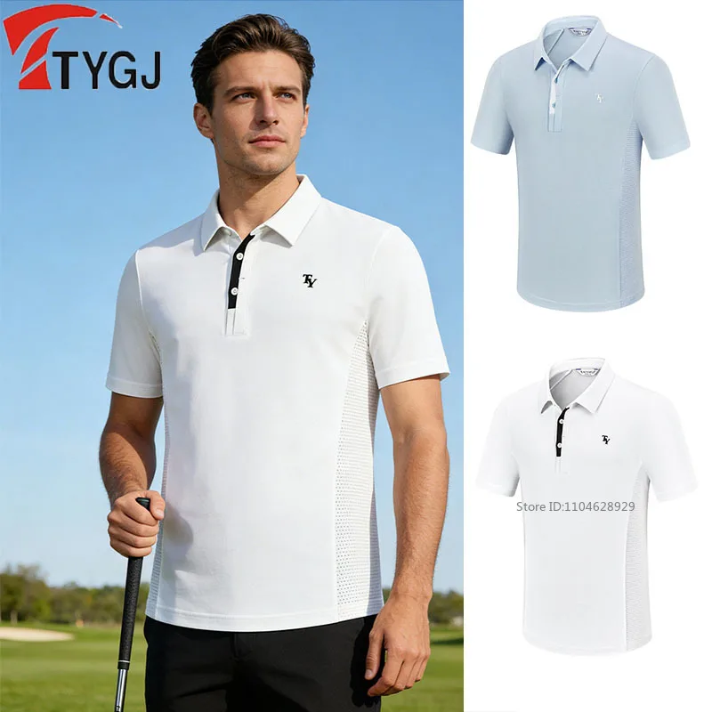 TTYGJ 2026 Men's New Summer Golf Shirts Fashion Breathable Polo Shirt Casual Solid Color Fit Top Quick-dry Sports T-Shirts