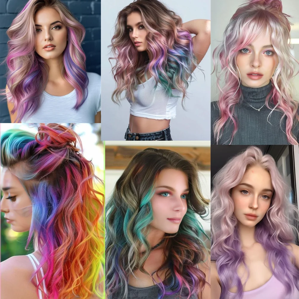 10 ชิ้นคลิปในส่วนขยายของผมสังเคราะห์สีผม 18 นิ้วปาร์ตี้ไฮไลท์ยาวตรง Hairpieces สําหรับผู้หญิง