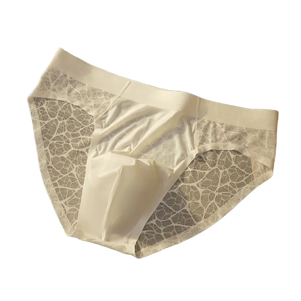Sheer Ice Silk Men Underpants Daily Use Polyamide Spandex Fabric Solid Pattern Available Sizes L-3XL For Everyday Wear