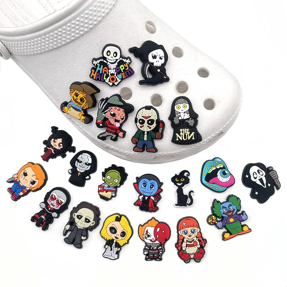 Halloween Skull  Shoe Charms Party Decorations HORROR Movie shoe Accessories Decorations For Bracelet Kids Party Gift