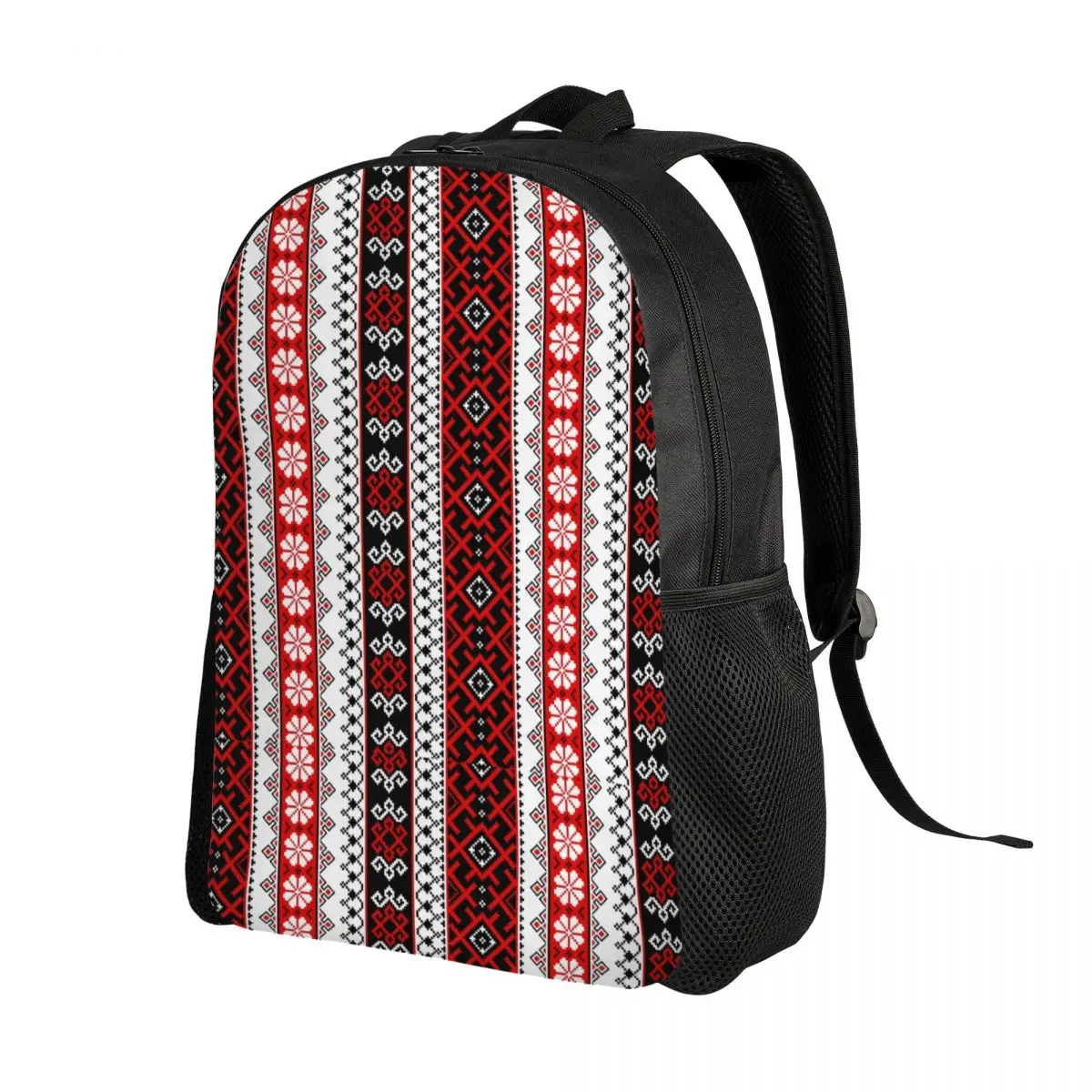 Bold Colorful Ukraine Style Vyshyvanka Embroidery Backpack Water Resistant School College Bohemian Geometric Bag Print Bookbag