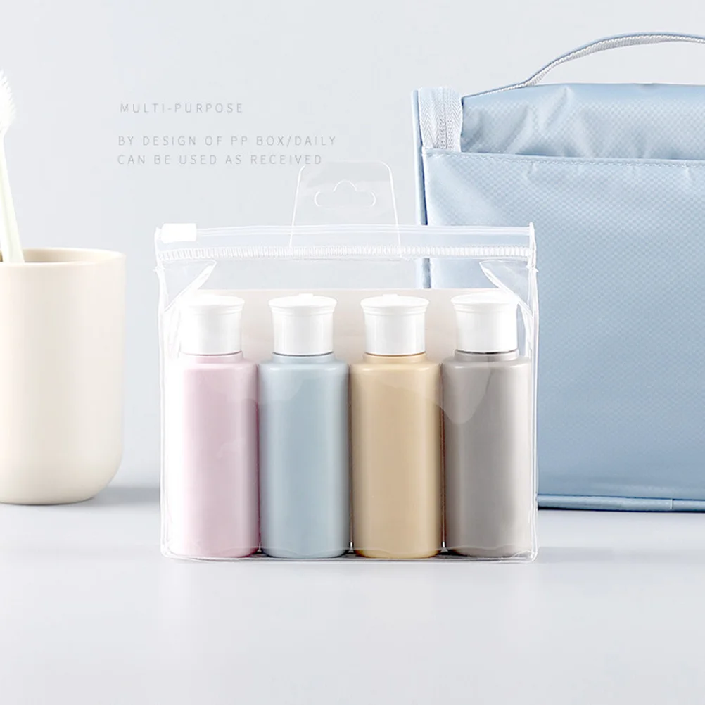 

4pcs Travel Bottles Set Empty Makeup Dispensing Containers Durable Plastic Leak Proof for Camping Outdoor Business Trips