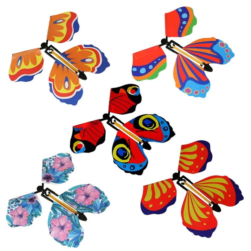 Magic Butterfly Wind Up Rubber Band Flying Butterfly Party Magic Trick Toy PropsTricks for Kids Surprise Gifts