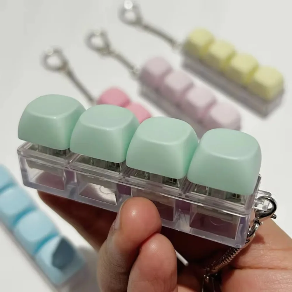 New 4Keys Keycap Pinch Toy Relief Stress Finger Keyboard Fidget Keychain DIY Mechanical Pinch Toy