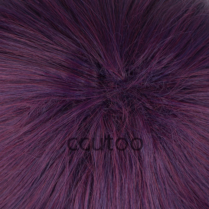 Shihouin Yoruichi Cosplay Perucas, fibra de alta temperatura, cabelo sintético, roxo misto longo Chip rabo de cavalo, peruca Cap