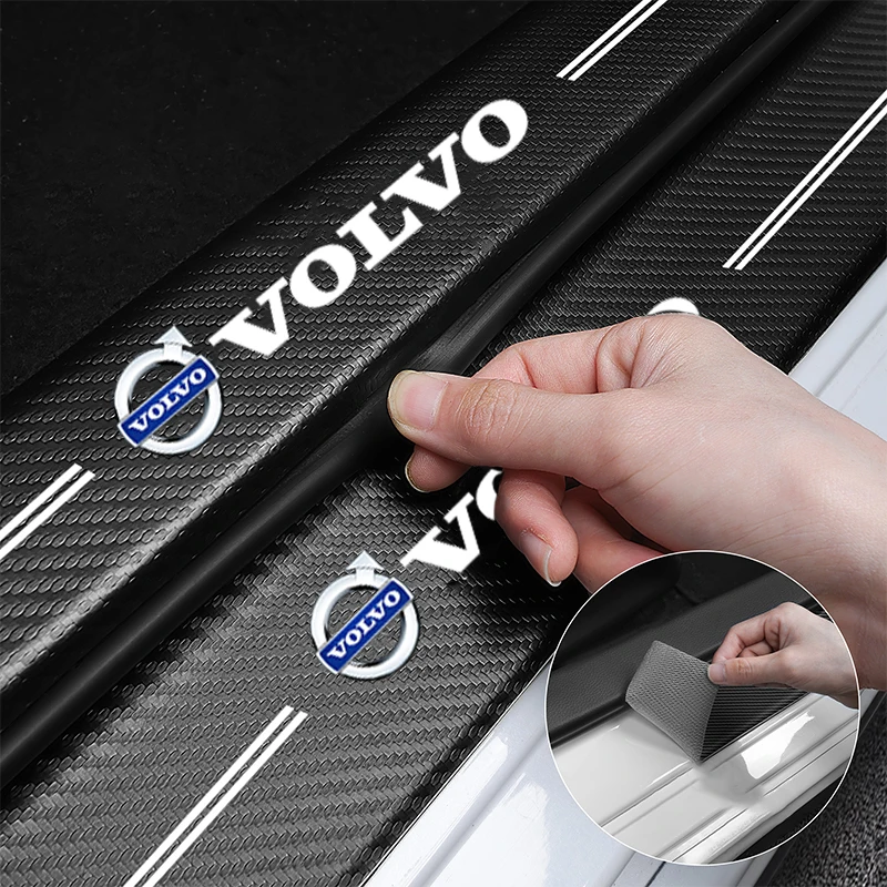 5Pcs Car Front Rear Door Threshold Stickers Auto Emblem Sill Decal For Volvo EX30 EX90 C40 S40 S80L XC-Classic C70 CX70 Rdesign