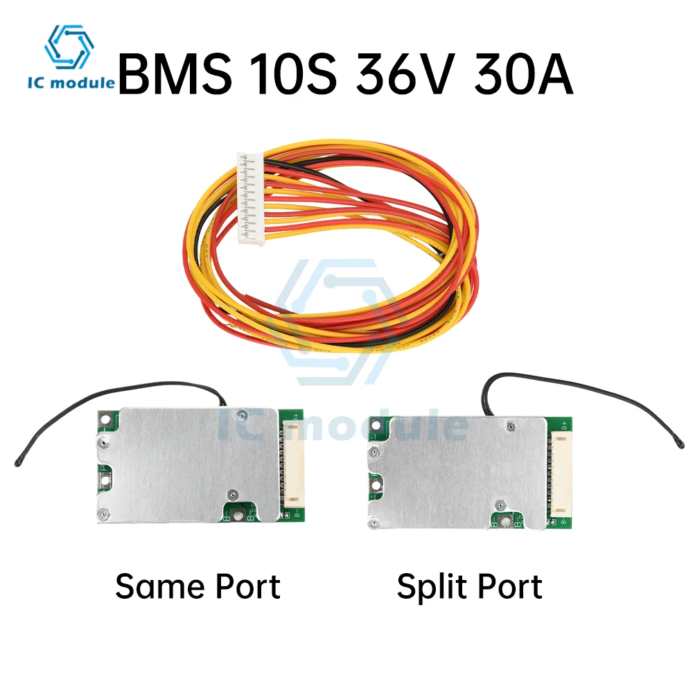 BMS 10S 36V 30A Same Port Split Port Lithium Battery Protection Board with Equalization 18650 Battery Balanced Protection Board