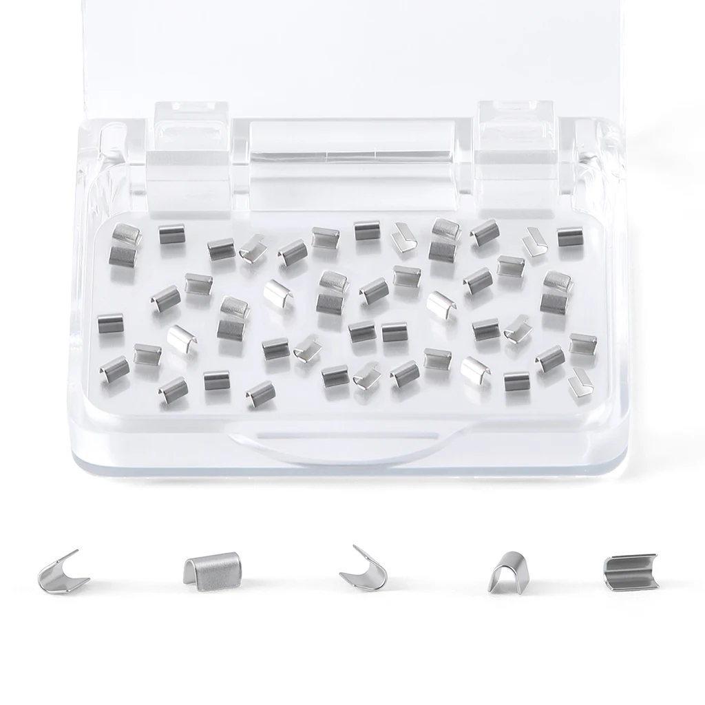 50 Stück/Box AZDENT Kieferorthopädische Crimpbare Haken aus Edelstahl, Mini-Typ, zur Befestigung am Bogendraht, Zahnmedizinisches Material – Detail 6
