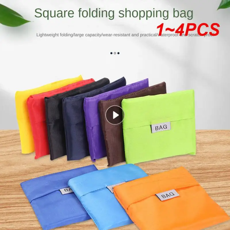 1~4PCS Grocery Bags Foldable Polyester Reusable Hand Shoulder Shop Bags Shopping Bag Eco-friendly Bag