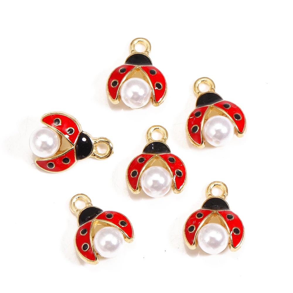 10 Stück 3D Mini Marienkäfer Legierung Emaille Charms Niedlicher Tier Anhänger für Halskette Armband Ohrringe DIY Schmuck handgemachte Produkte – Detail 7